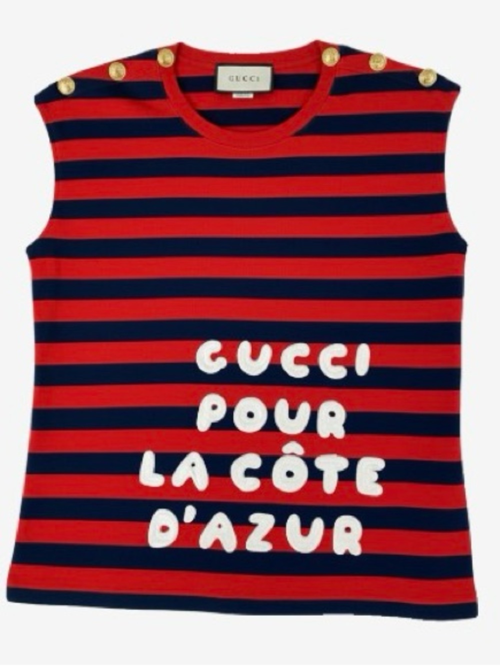 🛍️ Gucci Pour La Côte d'Azur Red and Navy Striped Sleeveless Top 2019 Collection